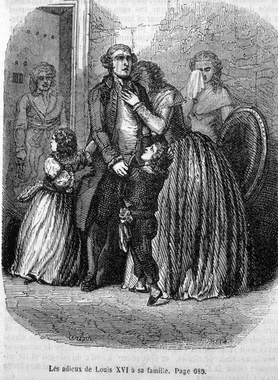 Ludvig XVI:n ruokalahjat hänen perheelleen (Marie Antoinettelle ja Louis XVII:lle). tekijältä Unknown artist