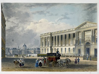 Louvre - Itäinen julkisivu, takana kupoli - 1800-luku tekijältä Unknown artist