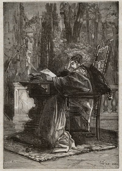 Lucrece Borgia (1480-1519) Dying Hand Leon X:lle (Leone 10) (1475-1521) - kaiverrus Oscar Pion teoksesta "Lucrezia Borgia" - 1883 tekijältä Unknown artist