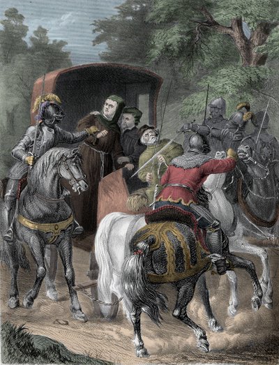 Lutherin vangitseminen - Martin Lutherin (1483-1546) sieppaus Thüringenin metsästä 4. toukokuuta tekijältä Unknown artist