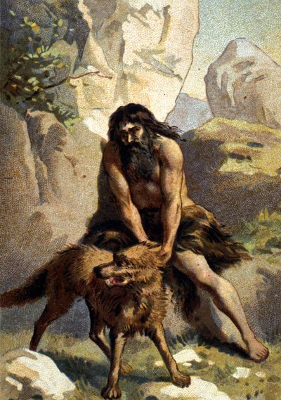 Lykantropia: Sen, joka luulee muuttuneensa sudeksi, huijaus. 1800-luvun kromi tekijältä Unknown artist