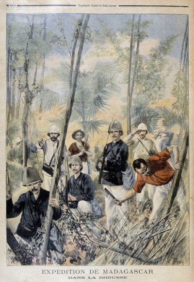 Madagaskarin retkikunta: pensaassa - "" Le Petit Journalissa", elokuussa 1895 tekijältä Unknown artist
