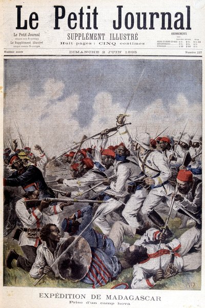 Madagaskarin retkikunta: hovan leiri - "" Le Petite Journal" -julkaisussa 6.2.1895 tekijältä Unknown artist