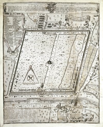 Kartta Milanon lazaretista Milanon suuren ruton aikana vuonna 1630 (piirustus tekijältä Unknown artist