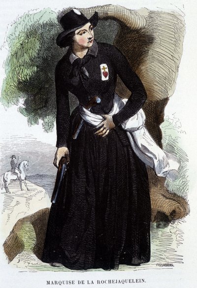 Markiisi de La Rochejaquelein (tai La Rochejacquelein) (1772 - 1857) (rinnusssa Vendéenin tunnus), kaiverrus 1800-luvulta tekijältä Unknown artist