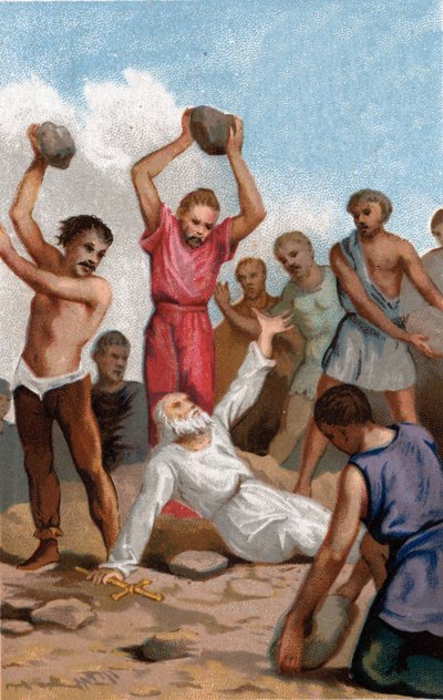 Saint Pothinin marttyyrikuolema, Lyonin ensimmäinen eveksi ja Gallian ensimmäinen ilta Marc Aurelen (Marco Aurelio) johdolla Lyonissa vuonna 171. tekijältä Unknown artist