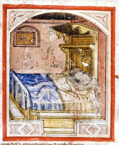 Parittelukohtaus. Miniatyyrit Codex 212:sta (tai Padovano-koodista tai Padovan Raamatusta) 1390-1400 Rovigo, Accademia dei Concordi tekijältä Unknown artist
