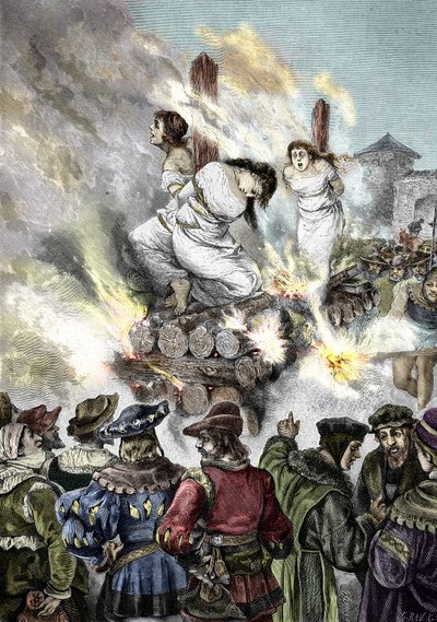 Keskiaikainen inkvisitio: noitien polttaminen ranskalaisessa kaupungissa tekijältä Unknown artist