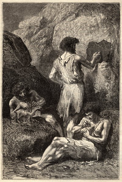 Miehet kiven iässä - Miehet kiven iässä - kaiverrus 1800-luvulta tekijältä Unknown artist