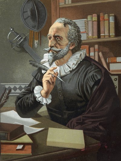 Miguel de Cervantes, espanjalainen kirjailija (1547 - 1616) kuuluisien miesten ja naisten mukaan. Barcelona 1877. tekijältä Unknown artist