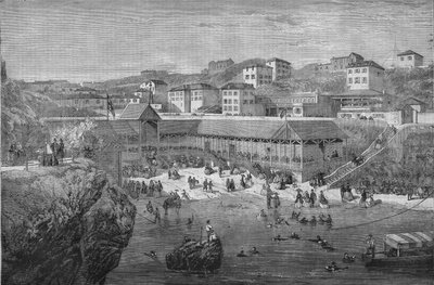 Aamu Biarritzin merikylpylässä vuonna 1867. tekijältä Unknown artist