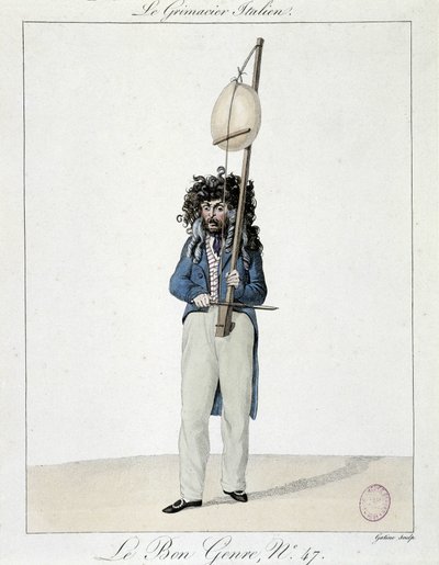Muusikko kadulla: italialainen irvistäjä - kaiverrus, Carnavalet. tekijältä Unknown artist