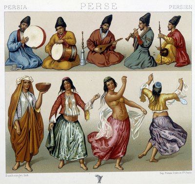 Muusikot ja tanssijat Persiassa - Racinetin "" Historiallisessa puvussa"" tekijältä Unknown artist