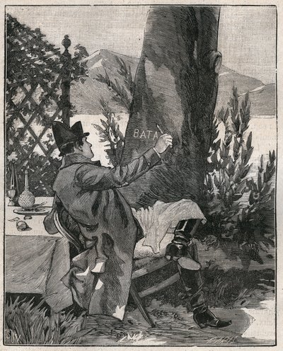 Napoleon Bonaparte (1769-1821) kirjoitti sanan "Battaglia" laakeripuun runkoon Isola Bellan saarella Maggiore-järvellä (Lago Maggiore), kolme päivää ennen Marengon taistelua vuonna 1800. Kaiverrus vuodelta 1885 kirjassa "" Les arts et metiers illustres” tekijältä Unknown artist