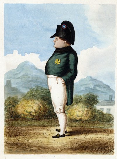 Napoleon Bonaparte Saint Helenan saarella - Tuntematon tykistöupseeri - 1817 - Vesiväri paperille - 30x22,6 - Yksityiskokoelma tekijältä Unknown artist