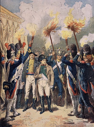 Napoleon ja hänen armeijansa joulukuussa 1805, Austerlitzin aattona. tekijältä Unknown artist