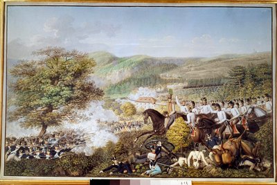 Napoleonin sota: "" Ranskan jalkaväki Preussin ratsuväkeä vastaan"" Nimetön akvarelli. 1813 Berliini, historiallinen museo tekijältä Unknown artist