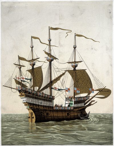 Englannin Henrik VIII:n (1520) laiva - J. Holbeinin mukaan tekijältä Unknown artist