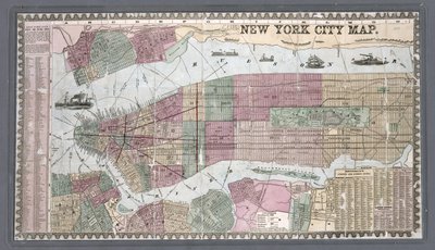 New Yorkin kaupungin kartta, ote Phelpsin New Yorkin muukalaisten ja kansalaisten oppaasta. tekijältä Unknown Artist