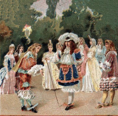 Nicolas Fouquet (1615-1680) vastaanotti Ludvig XIV:n, joka tunnetaan nimellä Le Roi-Soleil (kuningas Soleil tai Ludvig Suuri). tekijältä Unknown artist