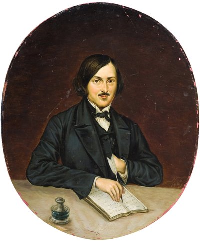 Nicolas Gogol - Muotokuva kirjailija Nikolai Gogolista (1809-1852), Nimetön. Öljy kankaalle tekijältä Unknown artist