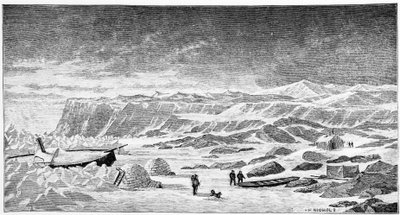 Pohjoisnava: Iglut ja jäänmurtajavene (Ice Breeze), piirros, kevät 1873. tekijältä Unknown artist