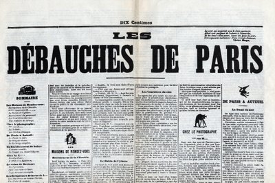 Yksi sanomalehdistä "Les debauches de Paris", 1800-luvun lopulla. tekijältä Unknown artist