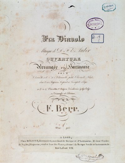 D. F. Auberin sarjakuvaoopperan Fra Diavolo tai The Hotelery of Terracinen avaus tekijältä Unknown artist