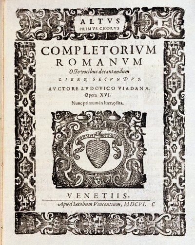 Ludovico Viadanan Psalmien (op 16) nuottisivu tekijältä Unknown artist