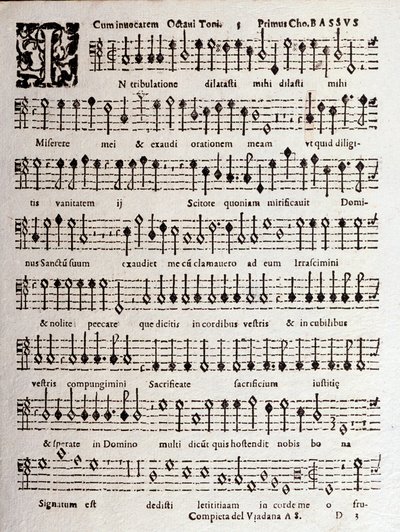 Ludovico Viadanan Psalmien (op 16) nuottisivu tekijältä Unknown artist