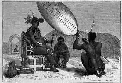Panda, edesmennyt zulun kuningas. Kaiverrus "" Luontoon ": katsaus tieteisiin ja niiden sovelluksiin taiteeseen ja teollisuuteen "", 5. huhtikuuta 1879. tekijältä Unknown artist