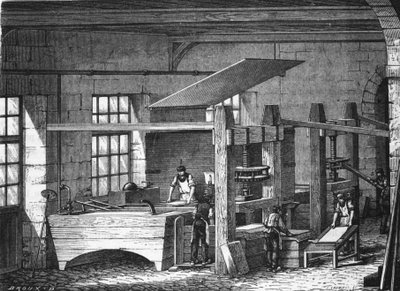 Paperinvalmistus 1800-luvulla. tekijältä Unknown artist