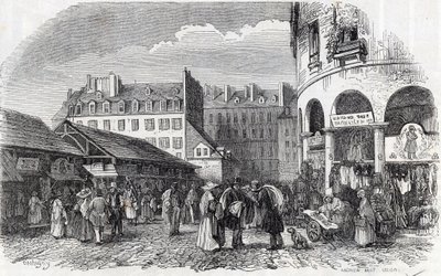 Pariisi, 3. kaupunginosa - La rotunde du Carreau du -temppeli Pariisissa 1800-luvulla - Edmond Texierin kaiverrus "" Tableau-de-Paris "" tekijältä Unknown artist