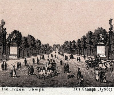 Pariisi, Ranska: näkymä Champs Elyseesille (Champs-Elysees). teoksessa "Maailma havainnollistaa 168 näkymää" Päiväämätön (1800-luvun loppu) tekijältä Unknown artist