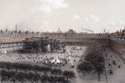 Place Royale (nykyisin Place des Vosges) Pariisissa 1800-luvun lopulla. tekijältä Unknown artist