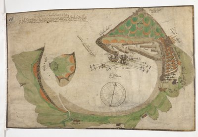 Richard Poulterin piirtämä suunnitelma San Sebastianin kaupungista ja satamasta, kesäkuu 1585 tekijältä Unknown artist
