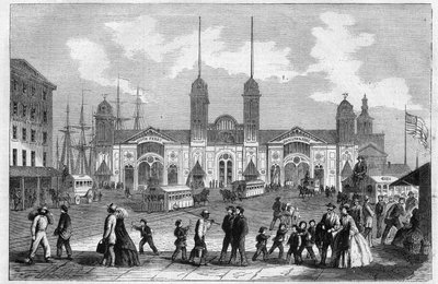 Port of New York (New York), Yhdysvallat. Kaiverrus kirjaan "The Illustrous Universe" tekijältä Unknown artist