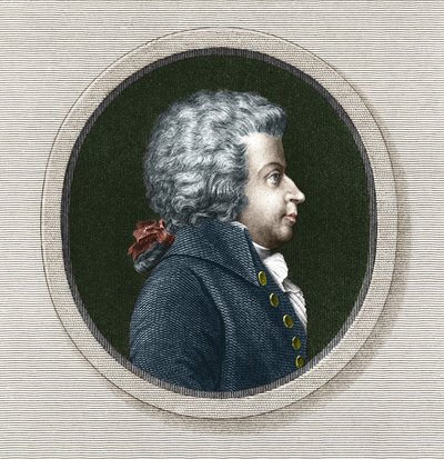 Wolfgang Amadeus Mozartin (1756-1791) muotokuva - kaiverrettu. 1800-luvulla tekijältä Unknown artist