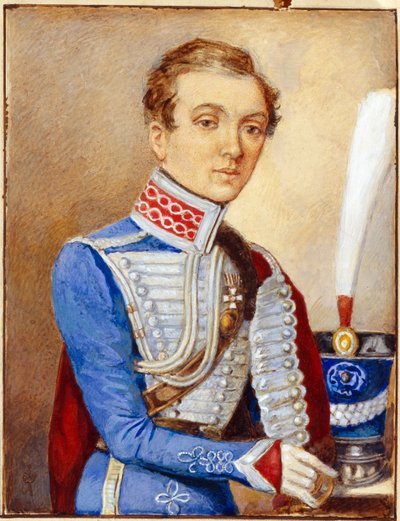 Muotokuva Nadežda Durovasta (1783-1866) (Nadežda Andrejevna Durova), joka tunnetaan nimellä Alexandre Durov tai Aleksandre Sokolov tai Aleksandr Andreevich Aleksandrov, venäläisen upseerin univormussa, mieheksi naamioituneen naisen, joka teki uran Venäjän  tekijältä Unknown artist