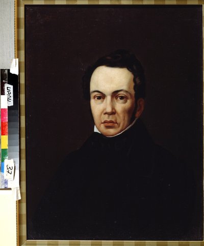 Muotokuva kirjailija, orientalisti ja toimittaja Osip Senkovsky (1800-1858) (Muotokuva kirjailija, orientalisti ja toimittaja Osip Senkovsky). Anonyymi maalaus. Öljy kankaalle, noin 1830. Romantiikkaa. Venäläisen kirjallisuuden instituutti IRLI (Pushki Hou tekijältä Unknown artist