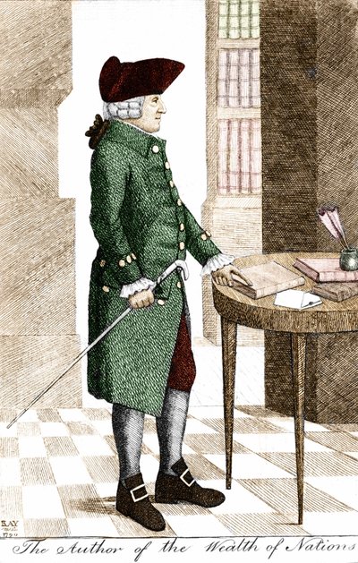 Adam Smithin (1723 - 1790), skotlantilaisen filosofin ja taloustieteilijän muotokuva. tekijältä Unknown artist