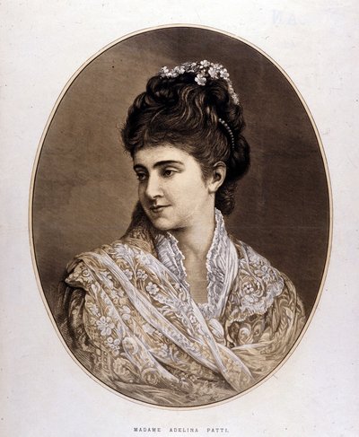 Adelina Pattin muotokuva, italialainen laulaja (1843-1919) tekijältä Unknown artist