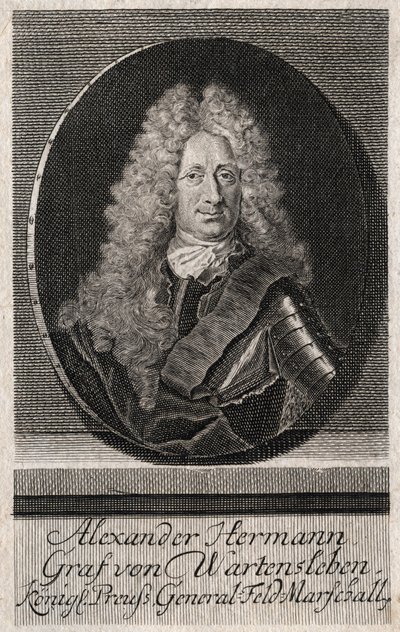 Alexander Hermann Graf von Wartenslebenin (1650-1734) upseerin muotokuva Saksan eri osavaltioiden armeijassa - kaiverrus tekijältä Unknown artist
