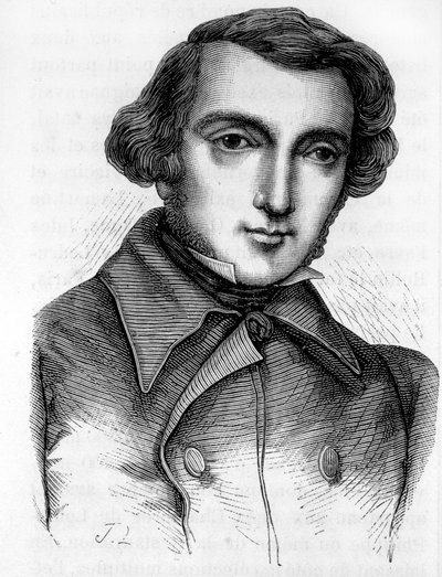 Muotokuva Alexis de Tocquevillestä (1805 - 1859), ranskalaisesta historioitsijasta ja poliitikosta. Kaiverrus 1800-luku. tekijältä Unknown artist