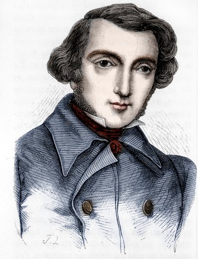 Muotokuva Alexis de Tocquevillestä (1805 - 1859), ranskalaisesta historioitsijasta ja poliitikosta. Kaiverrus 1800-luku. tekijältä Unknown artist