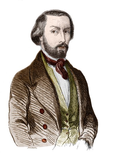 Ranskalaisen runoilijan Alfred de Mussetin (1810-1857) muotokuva. tekijältä Unknown artist