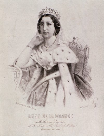 Anna de la Grangen muotokuva Lucrezia Borgiassa (kaiverrus tekijältä Unknown artist