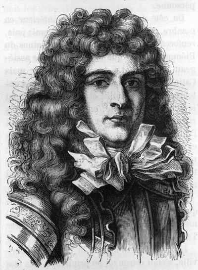 Anne Hilarion de Costentinin (Cotentin), Comte de Tourvillen (1642-1701) muotokuva Ranskan amiraali - kaiverrus tekijältä Unknown artist