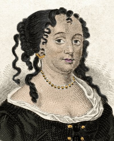 Anne Hyden (1637-1671), Yorkin herttuattaren ja Englannin James II:n ensimmäisen vaimon muotokuva. Kaiverrus 1800-luvulta. tekijältä Unknown artist