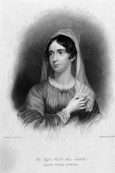 Runoilija George Gordon Byronin vaimon Anne Isabelle Noel Byronin (1792-1860) muotokuva. Kaiverrus tekijältä Unknown artist